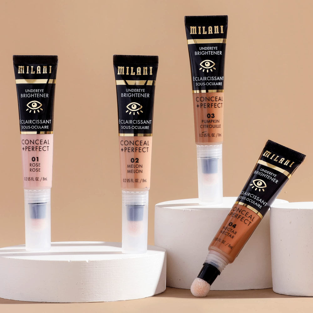 Milani Conceal + Perfect Melón se usa como base iluminadora junto al corrector.