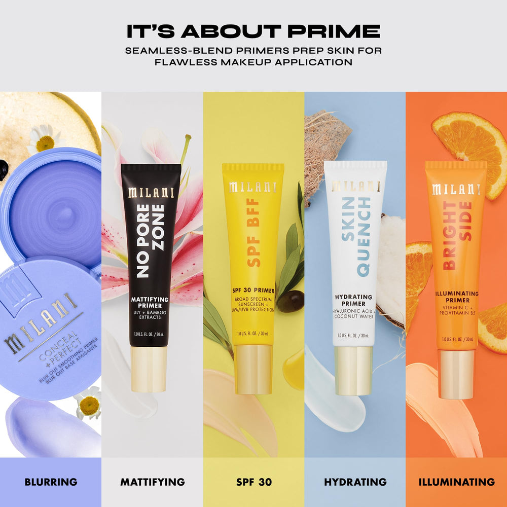Milani Conceal + Perfect Primer blue-light-barrier protects skin during device use.