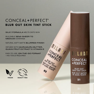 Milani Conceal + Perfect Skin Tint Stick, tono 03 pensado para piel media.