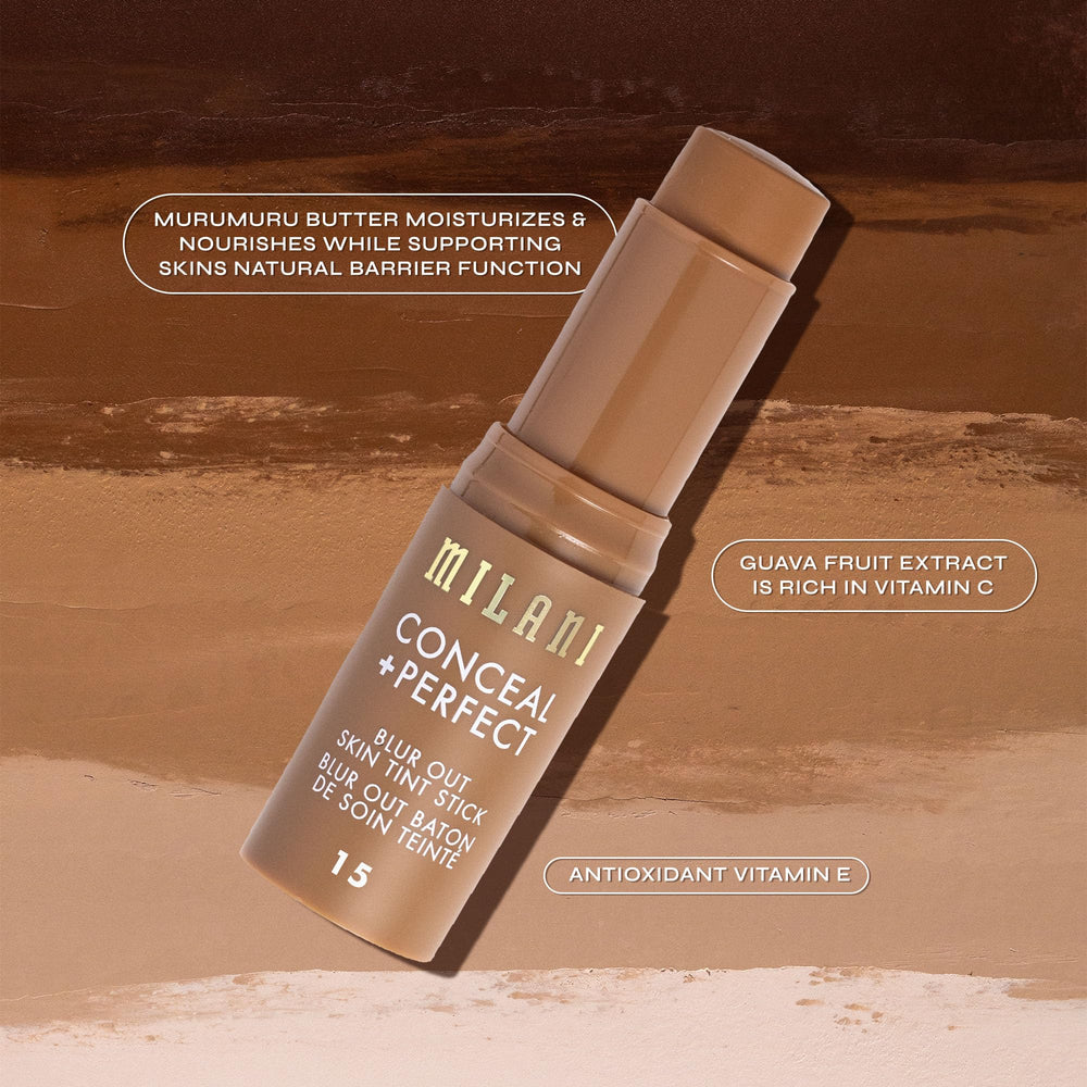 Milani Conceal + Perfect Skin Tint Stick, ofrece 25 tonos inclusivos para todos los tonos.