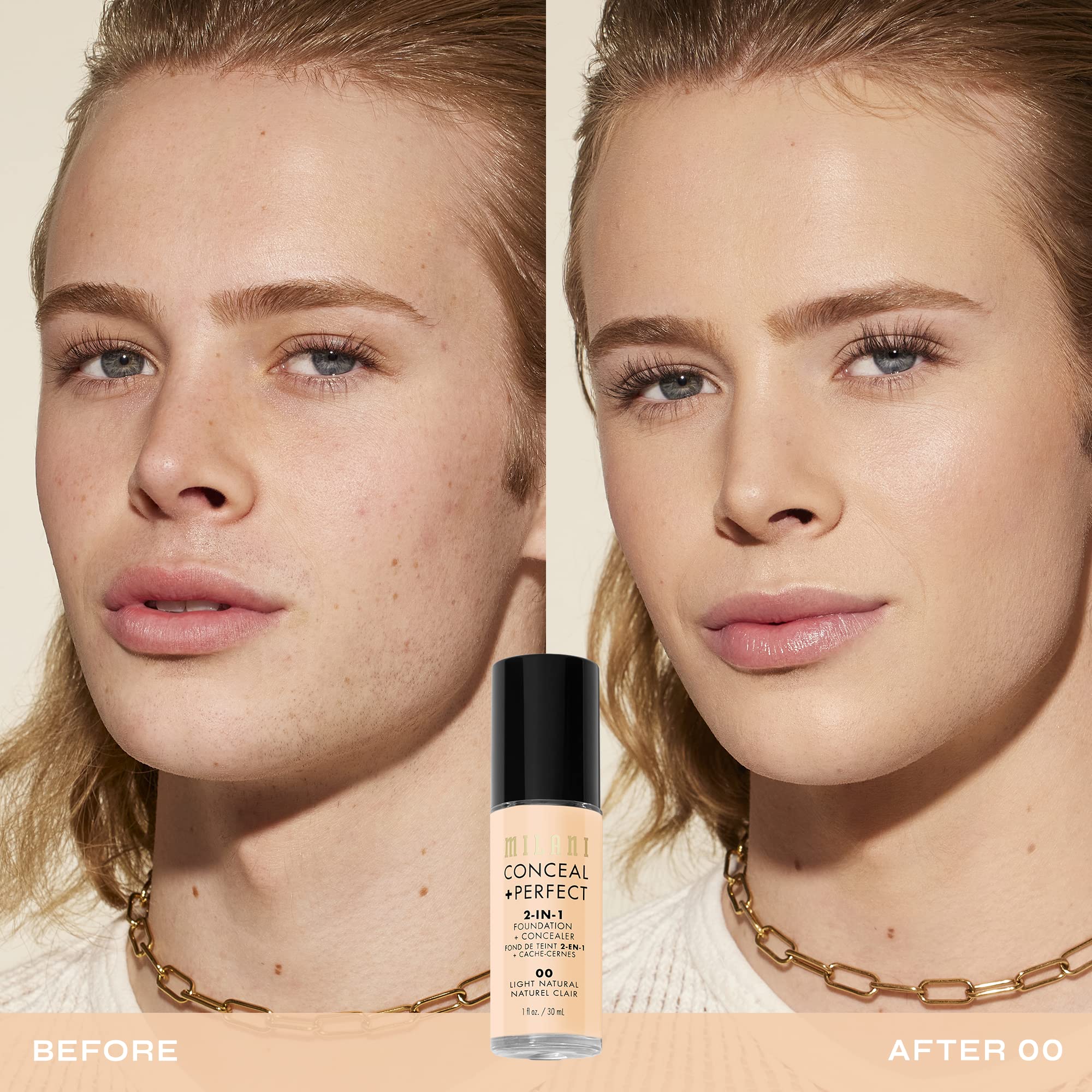 Textura cremosa de Milani Conceal + Perfect se desliza para cobertura suave.