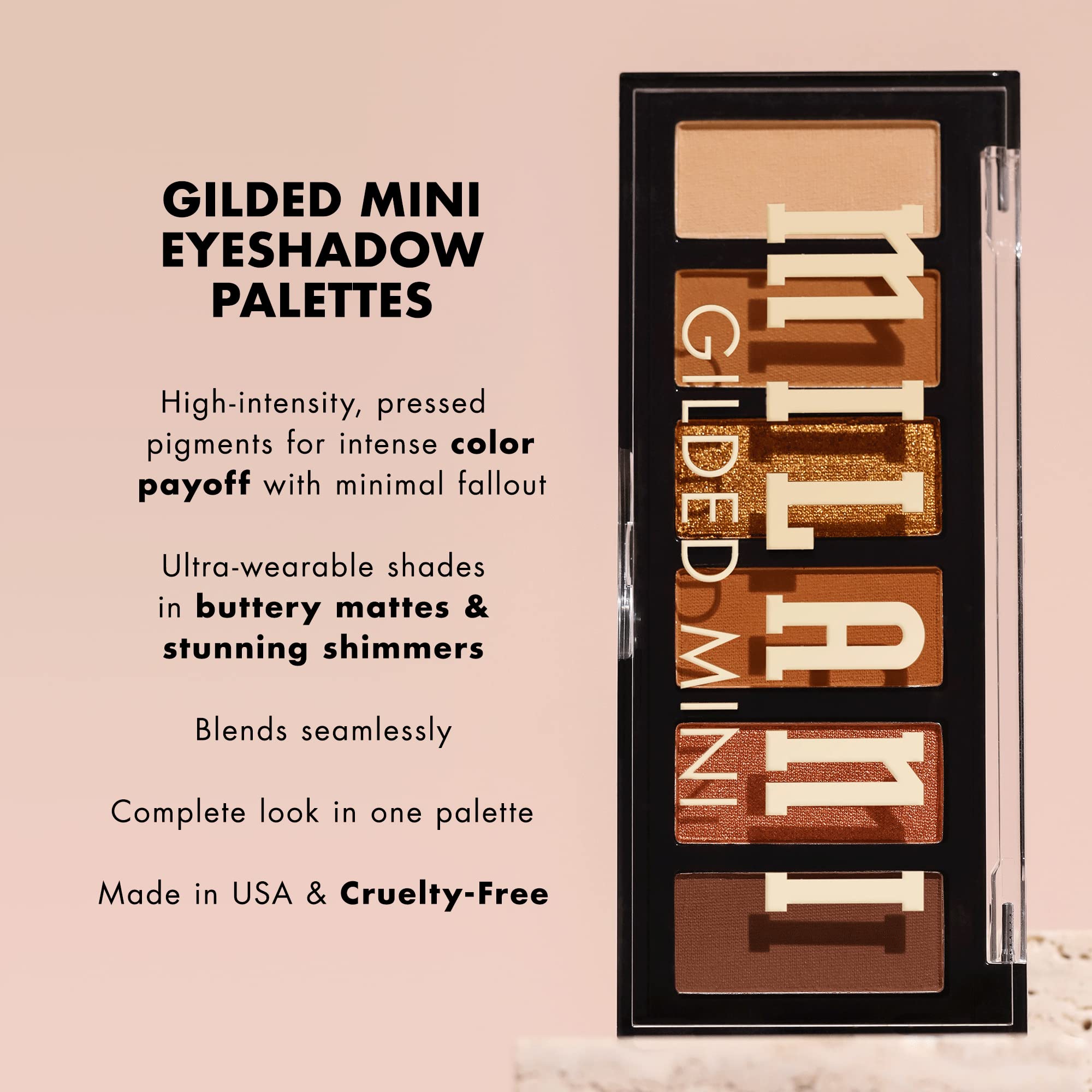 Milani Gilded Mini estuche compacto para llevar en bolso.