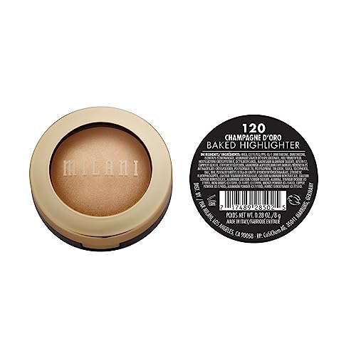 Milani iluminador horneado Champagne D'Oro en pómulos para realzar rasgos