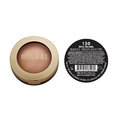 Milani iluminador horneado Rosa Italiana, aplicación en puntos altos para realzar rasgos faciales.