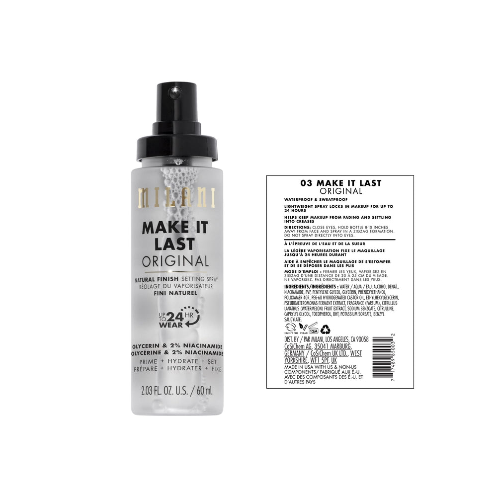Milani Make It Last Dewy: fijador de acabado húmedo para brillo en movimiento
