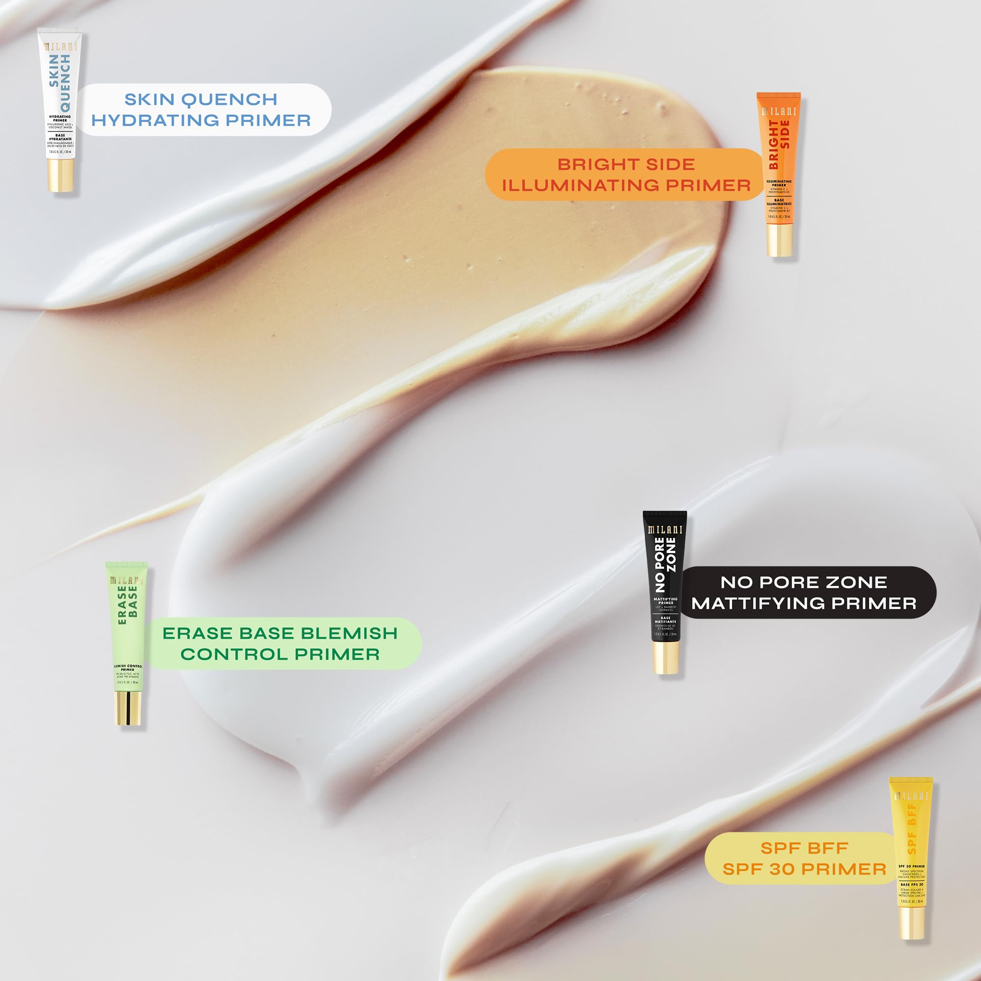 Milani primer para aplicar diariamente y preparar la piel antes del maquillaje.