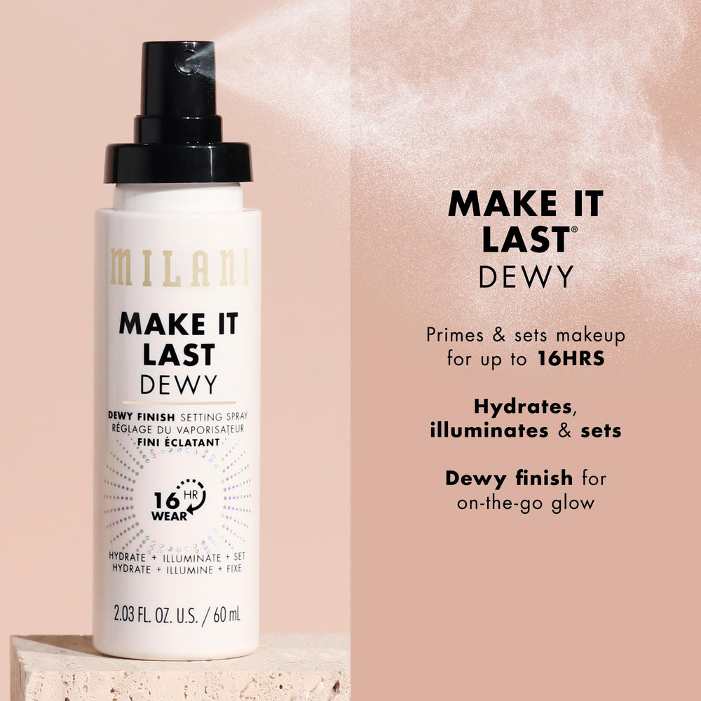 Milani Make It Dewy: pulverización suave hidrata y aporta brillo natural.