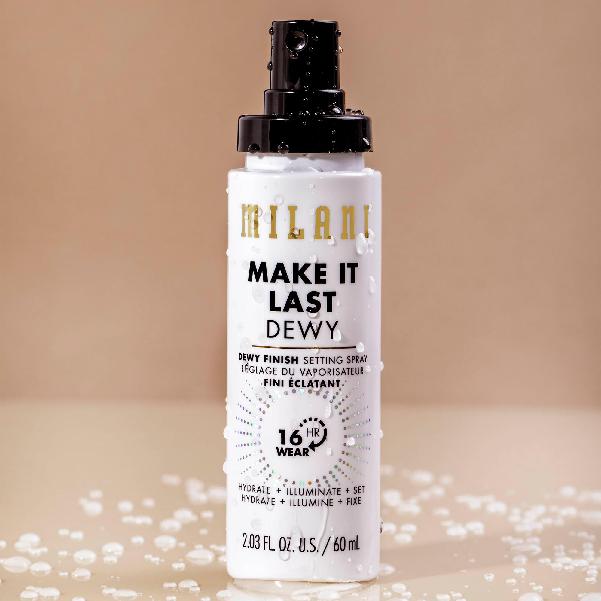 Milani Make It Dewy: uso bajo o sobre maquillaje para un resplandor duradero.