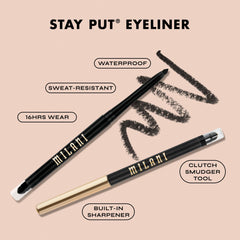 Difuminador integrado para un look ahumado con Milani Stay Put Eyeliner After Dark.
