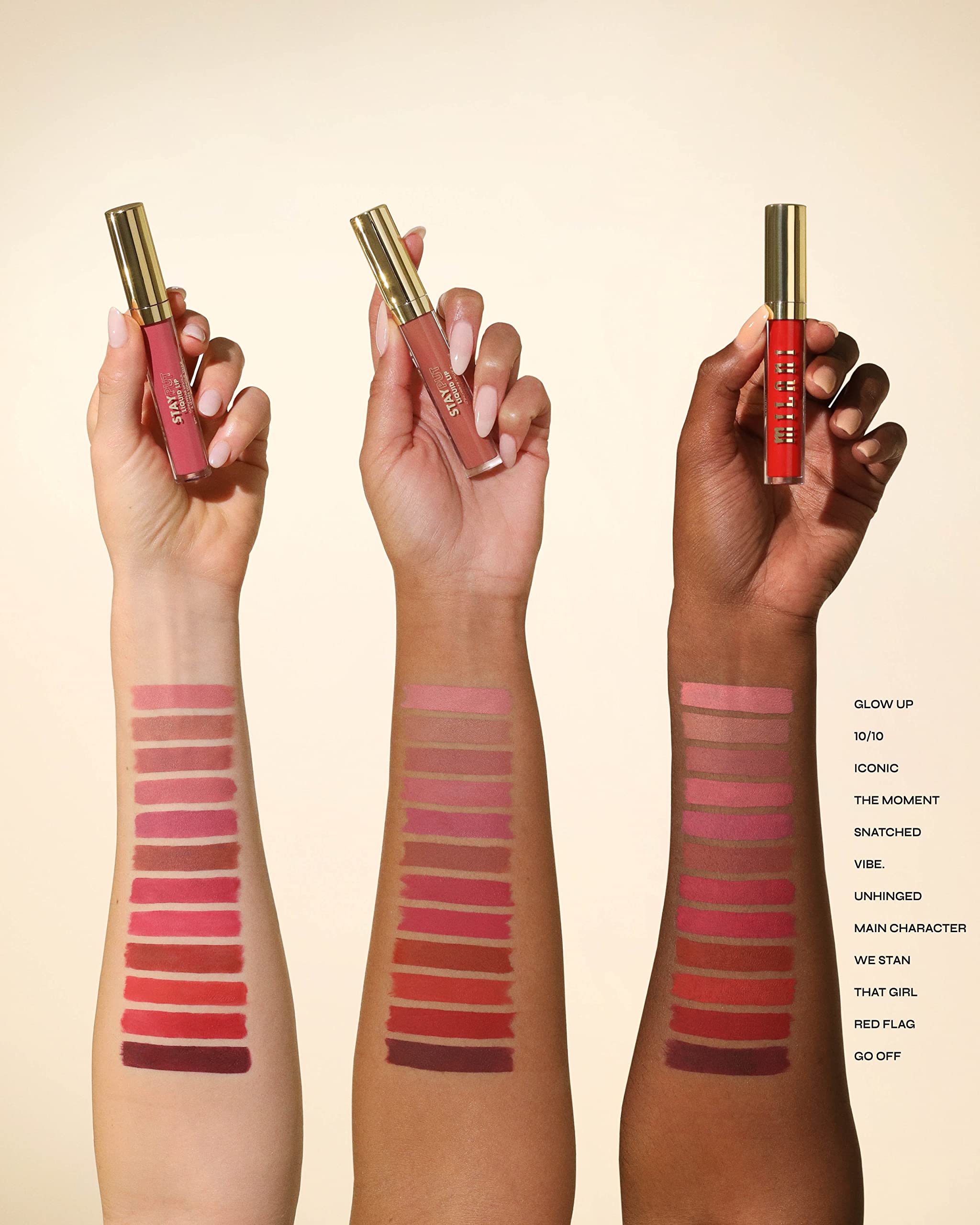 Milani Stay Put Lipstick features a smudge-proof matte finish with lasting color.