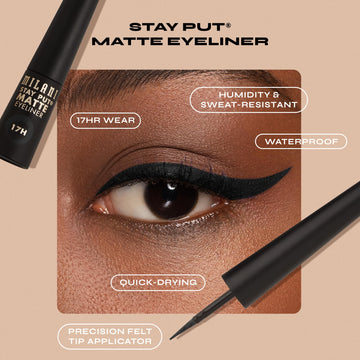 Milani Stay Put con aplicador fino para delineados finos y definidos.