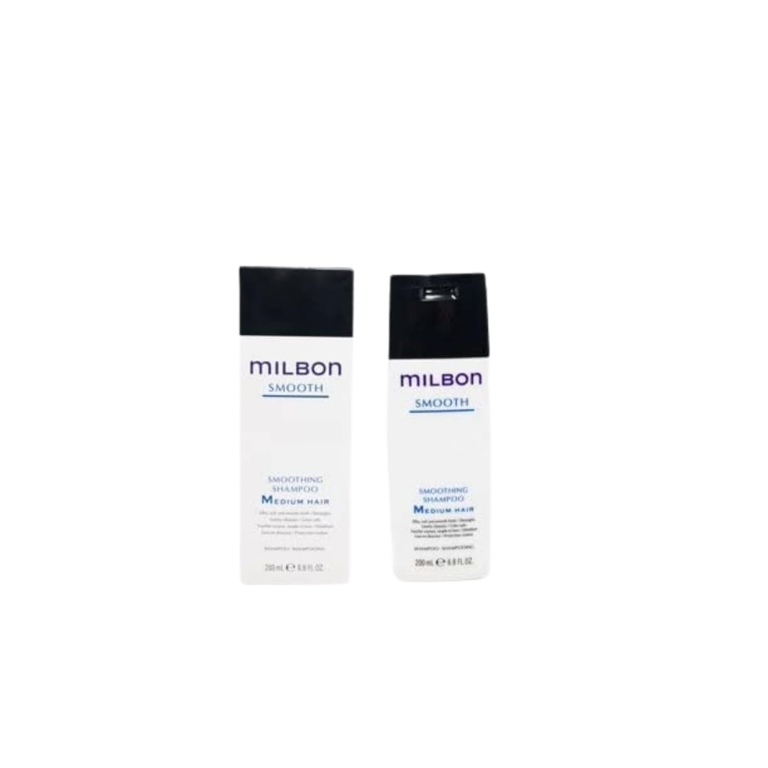 Milbon Shampoing Lissage, bouteille 200 ml, douceur et brillance pour cheveux moyens.