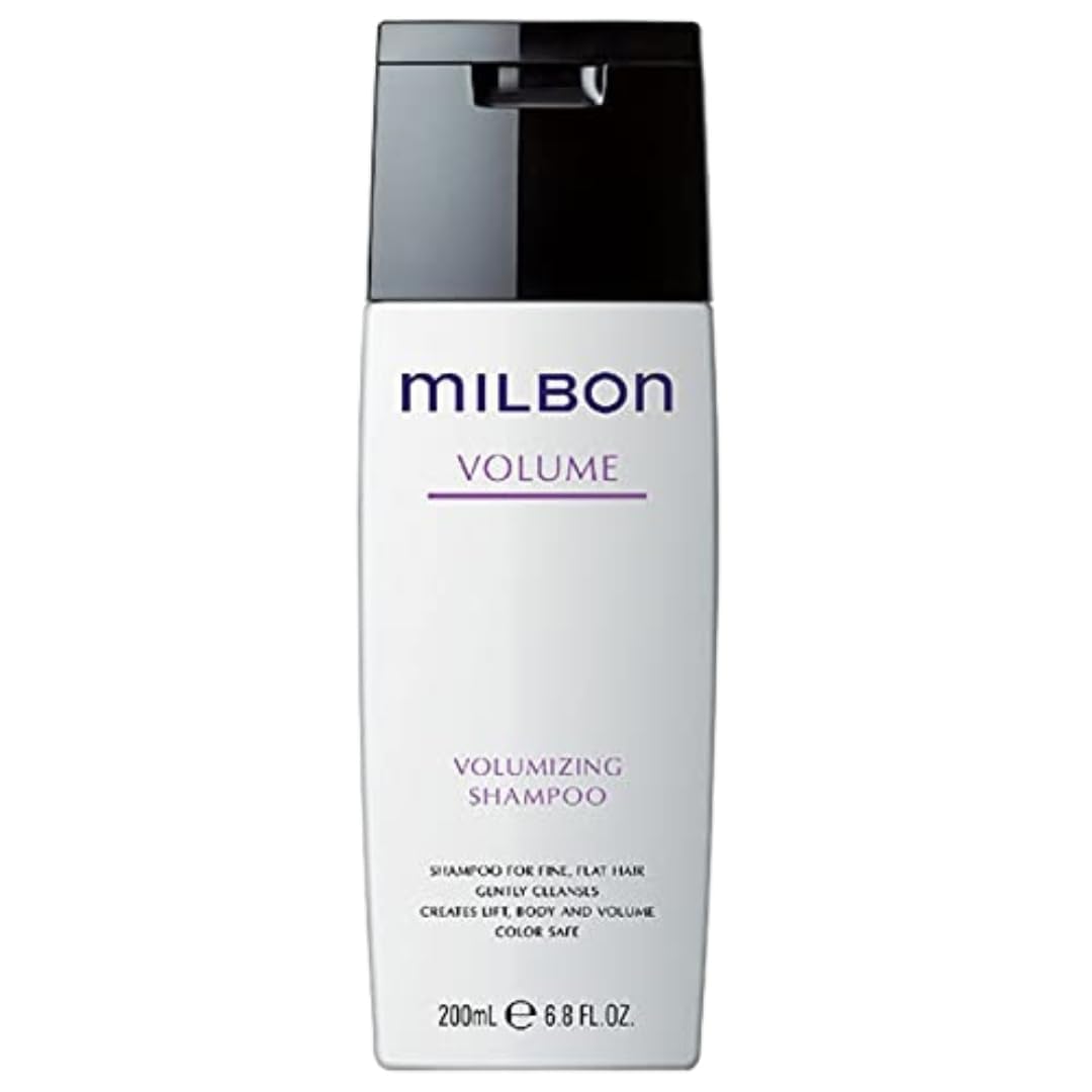 Milbon Champú Voluminizante, botella frente, aporta volumen al cabello fino.