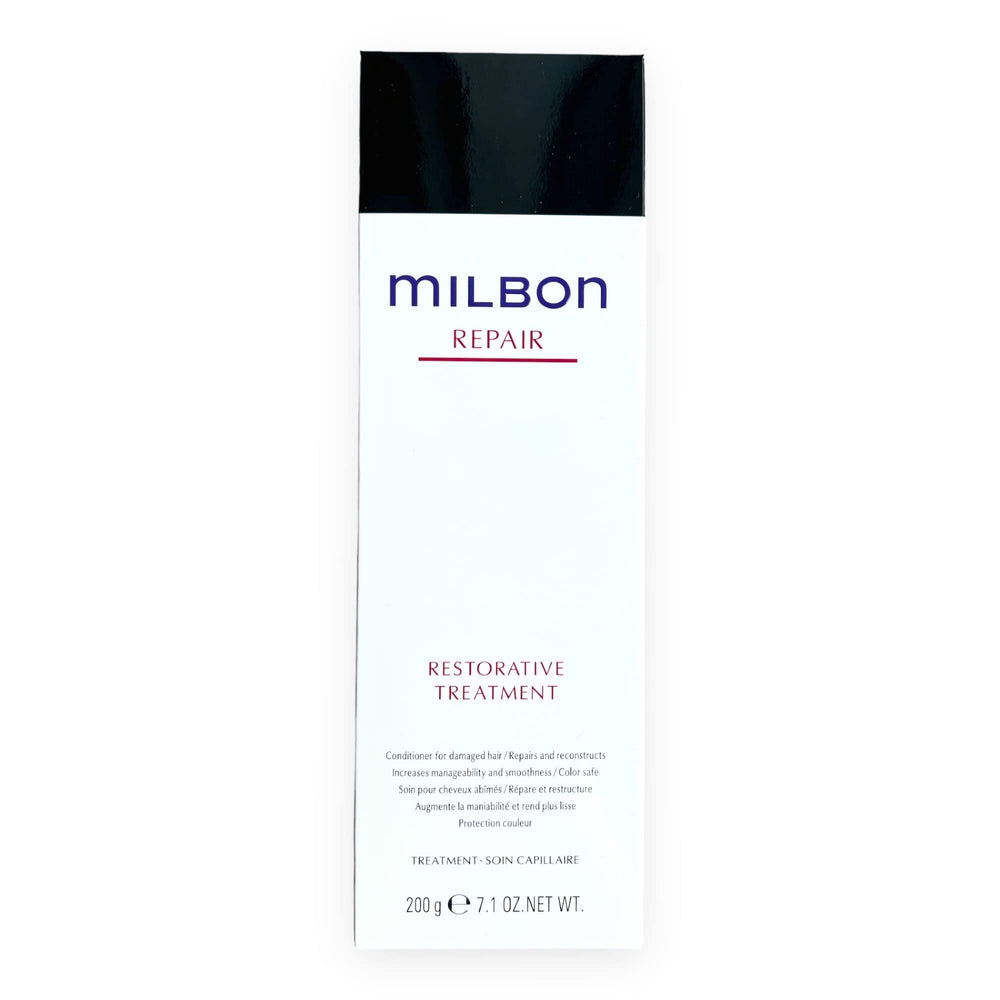 Milbon Tratamiento Restaurativo Reparacion, enfoque en el frasco para reparación profunda del cabello