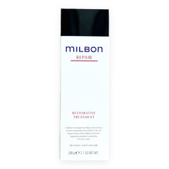 Milbon Tratamiento Restaurativo Reparacion, enfoque en el frasco para reparación profunda del cabello