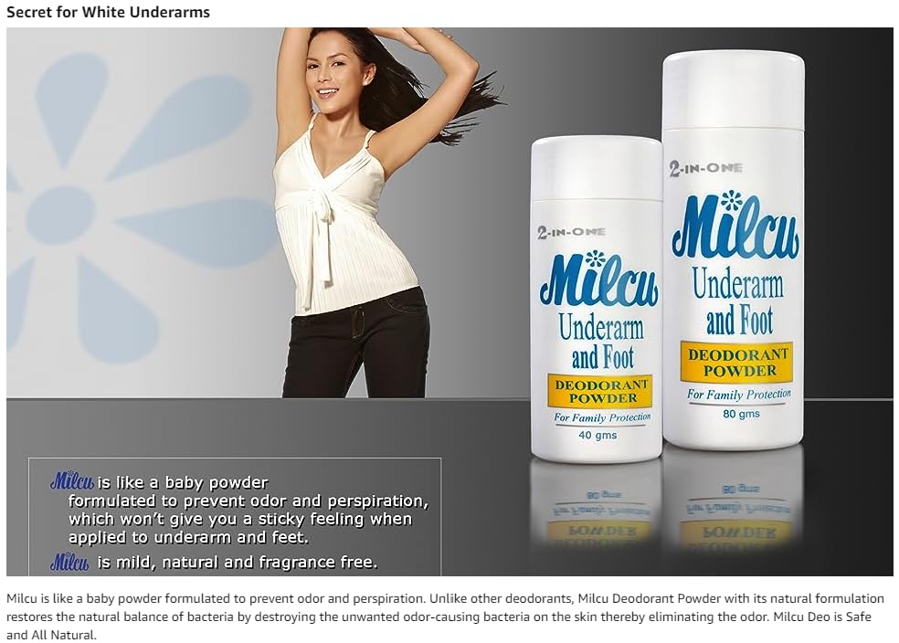 Milcu polvo desodorante axilas y pies, uso unisex para toda la familia