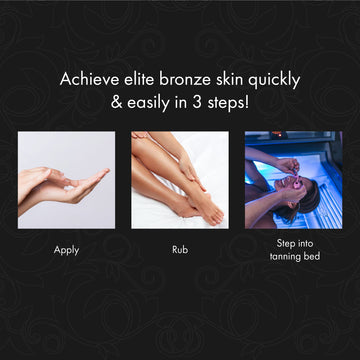 Aplicación suave que cuida la piel durante el bronceado.