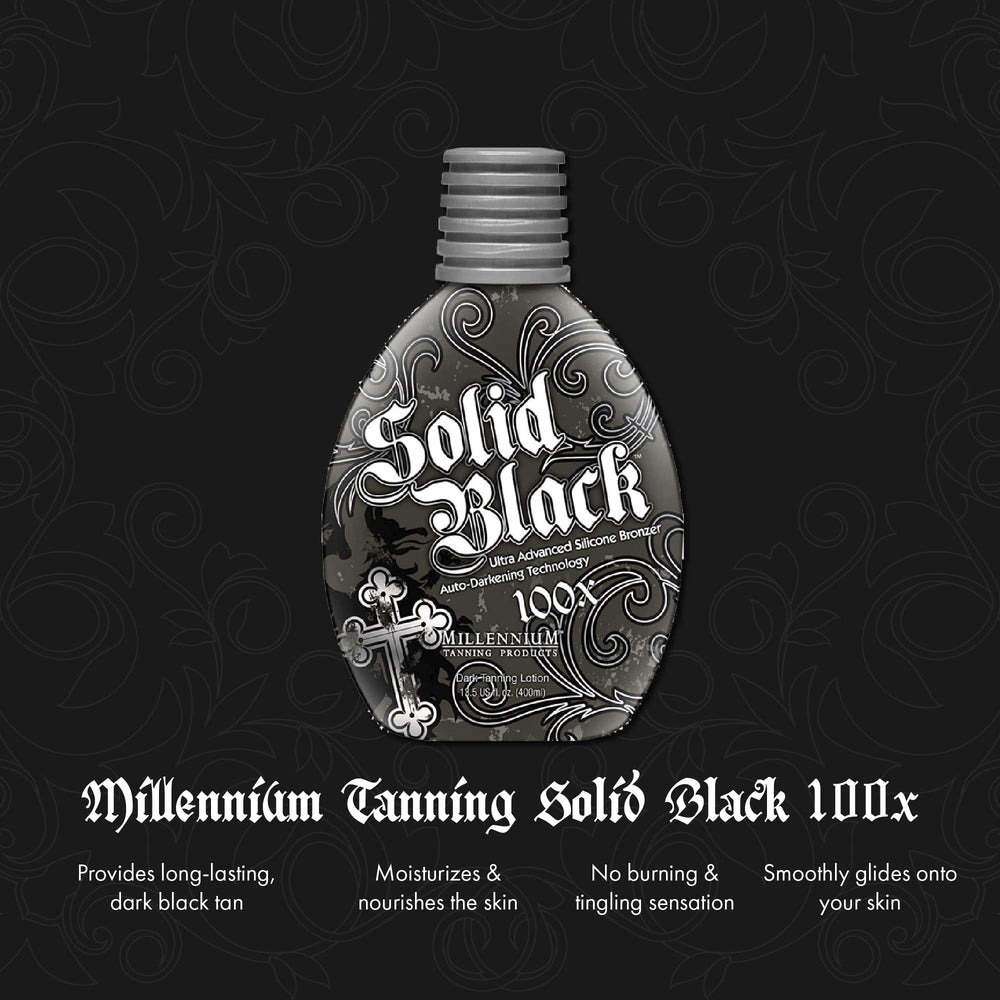 Millennium Tanning Solid Black 100X: resultados de bronceado profundo y duradero