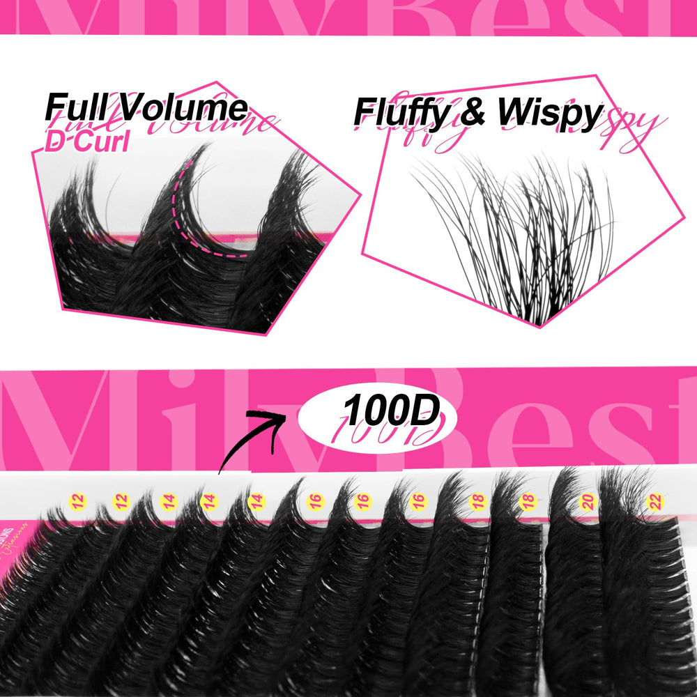 MilyBest kit pestañas clúster esponjosas, pegamento de secado rápido para fijación