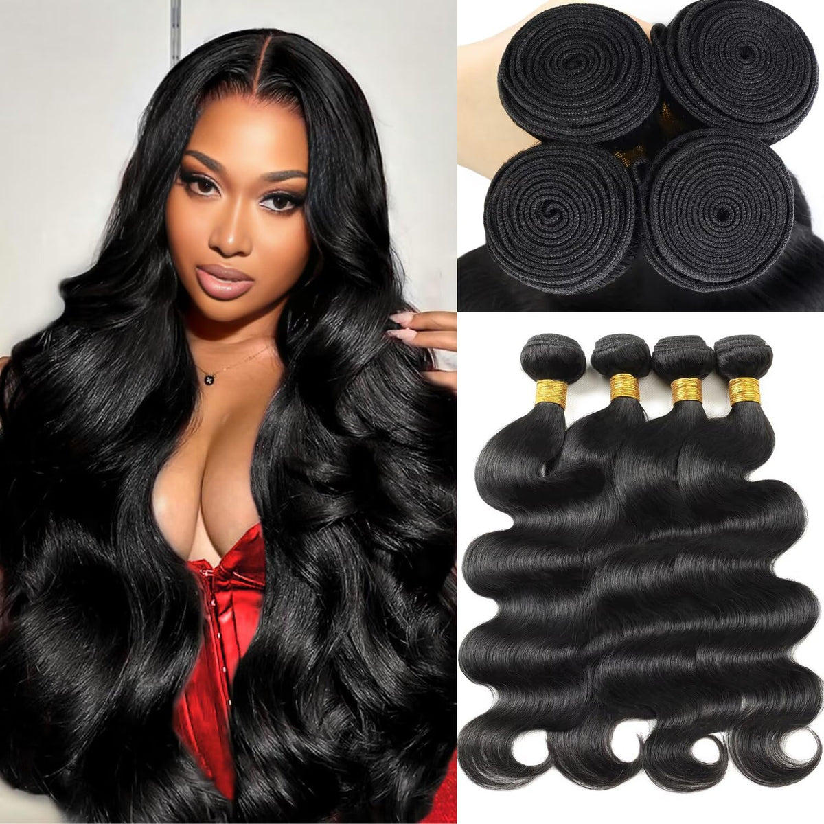 Extensiones Miminis cabello 22 pulgadas, ondulado cuerpo, aspecto natural y volumen.