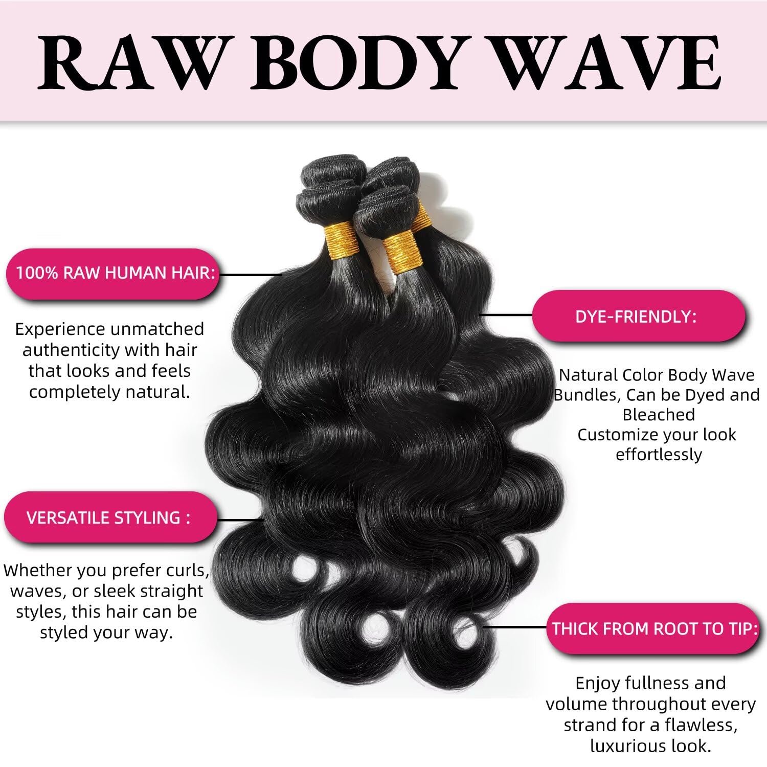 Extensiones Miminis cabello virgen brasileño 1B natural, lista para teñir.