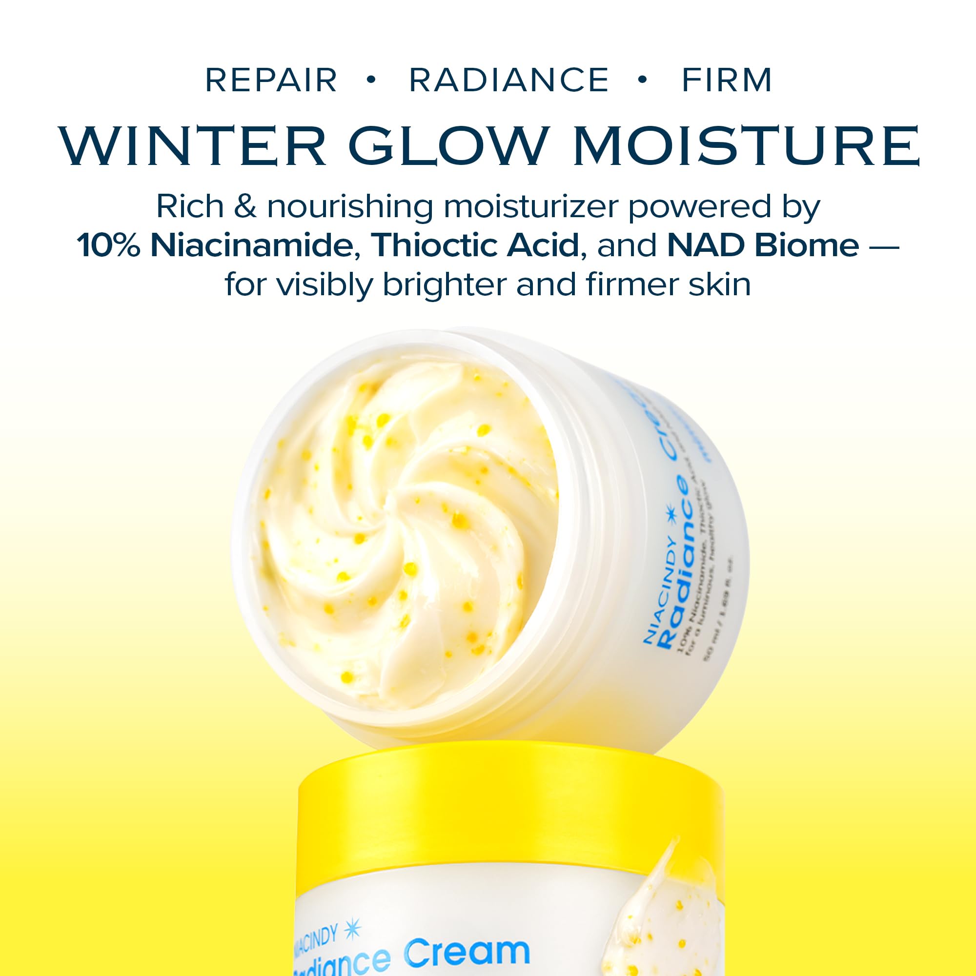 mimmua! NIACINDY Radiance Capsule Cream: aplicación suave en la piel para absorción rápida.