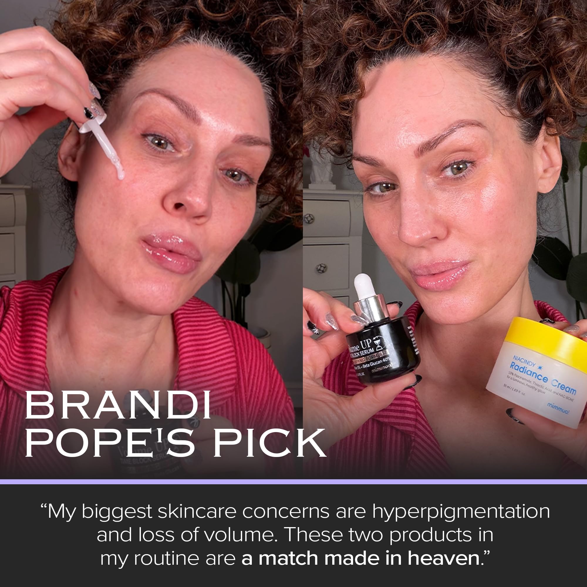 Application sur le visage avec Volume UP Time Block Serum pour une peau lisse.