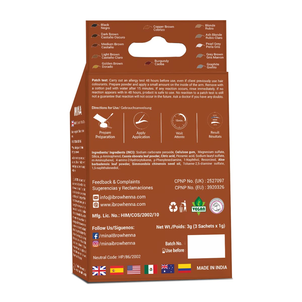 MinaiBrow cepillo aplicador para una aplicación precisa.