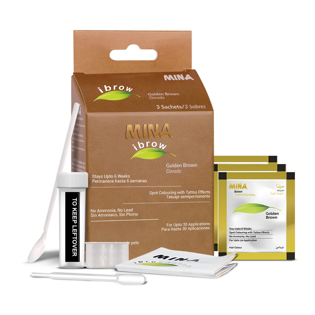 MinaiBrow Color Marrón Dorado: color natural para cabello y canas.