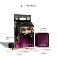 MINA ibrow Henna Tint Kit color Rubio Ceniza sin químicos agresivos.