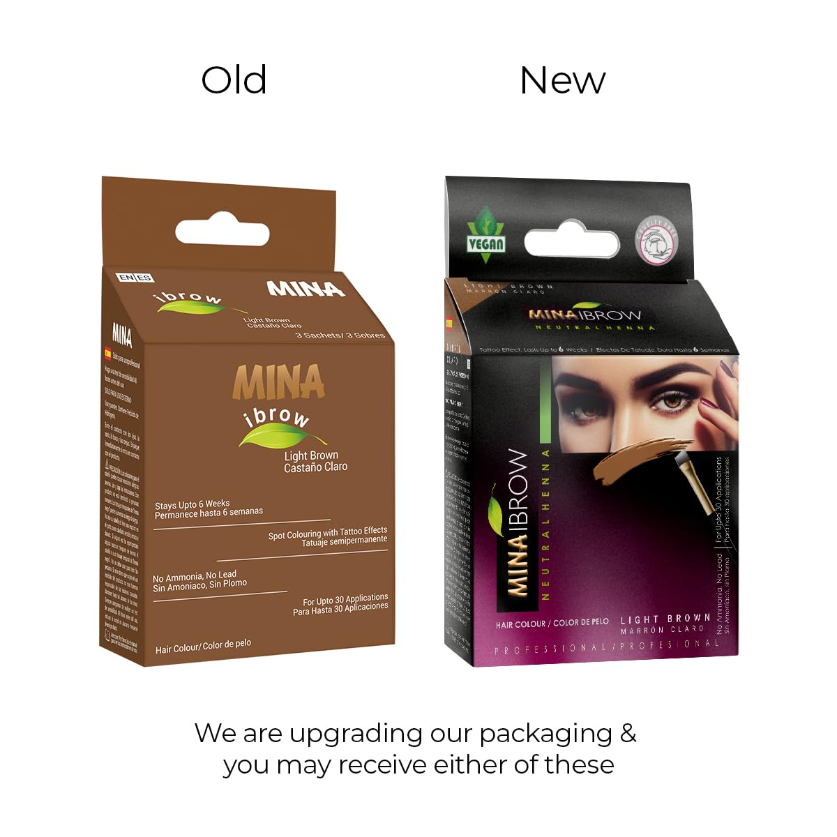 MinaiBrow Tinte Instantáneo Marrón Claro con aplicador cómodo para precisión