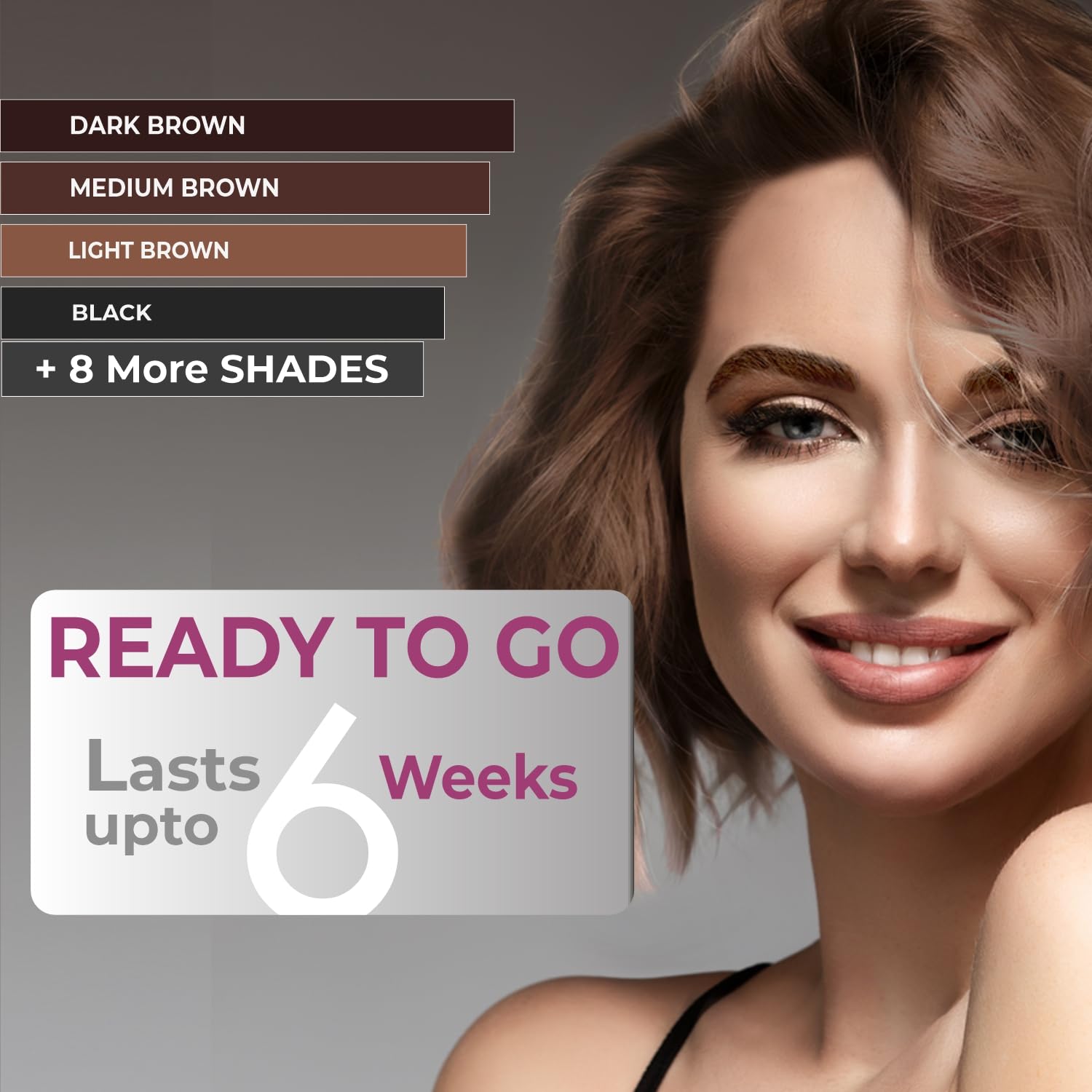 MinaiBrow Tinte Instantáneo Marrón Claro cobertura 100% de canas hasta 30 aplicaciones