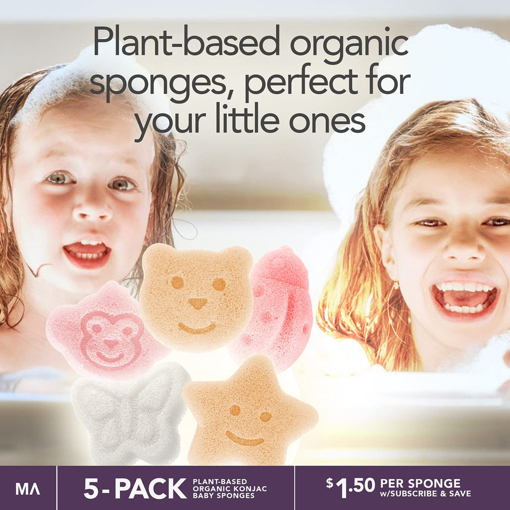 MINAMUL Konjac para bebés — mariposa: espuma suave para la hora del baño.