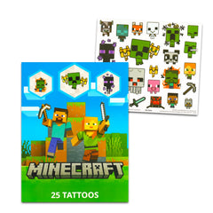 Tatuajes Minecraft para fiestas: uso seguro y fácil para invitados de todas las edades.