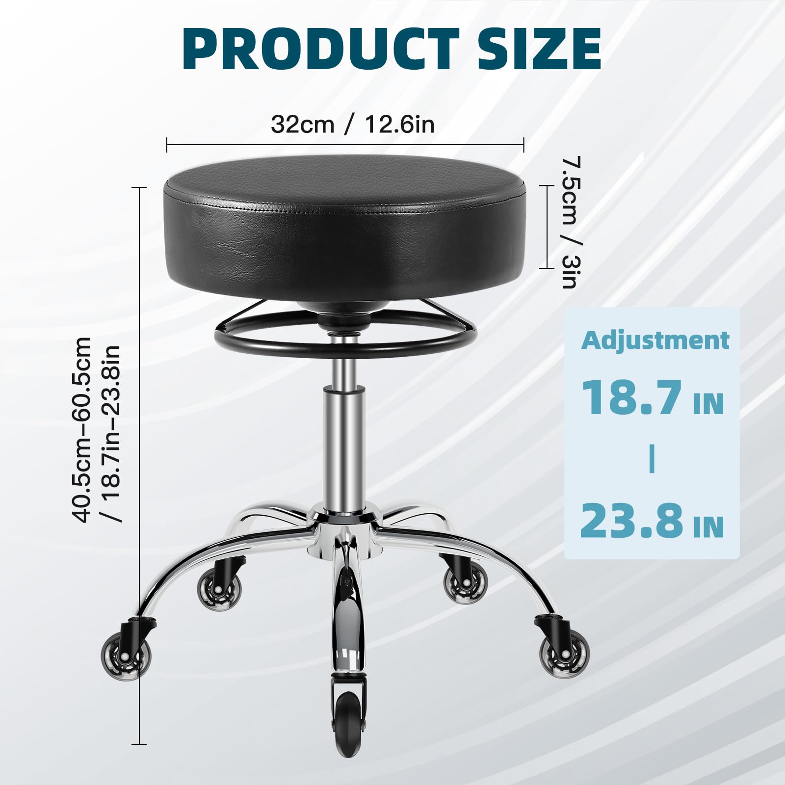 Mineloff: asiento de cuero PU negro, ideal para tatuajes y spa.