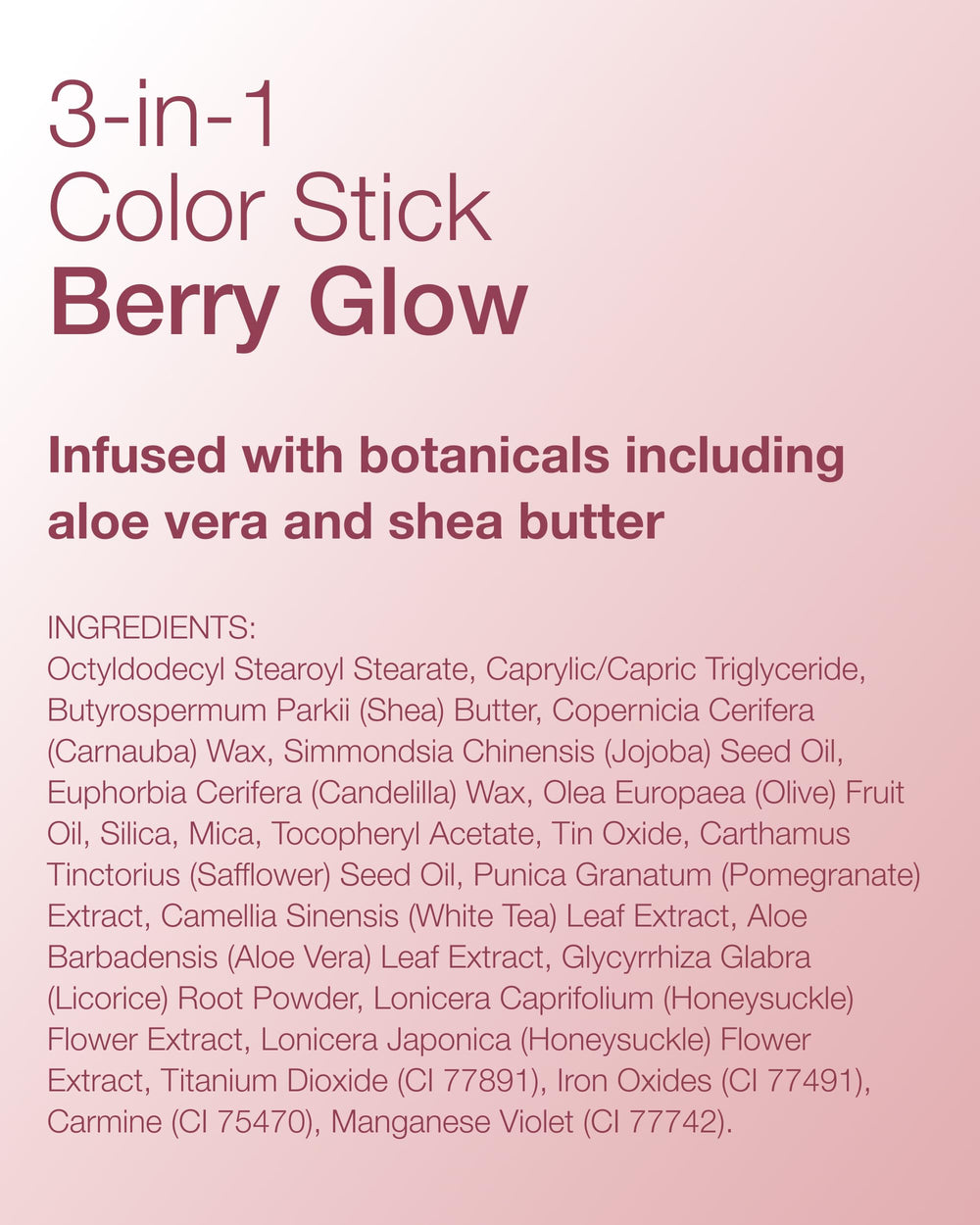 Barra de color Berry Glow de Mineral Fusion: libre de crueldad y fragancias para piel sensible