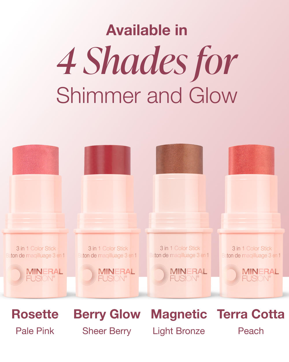 Barra de color Berry Glow de Mineral Fusion: formato portátil para retoques durante el día