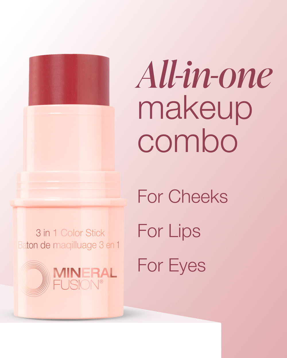 Barra de color Berry Glow de Mineral Fusion: textura cremosa que se funde en la piel