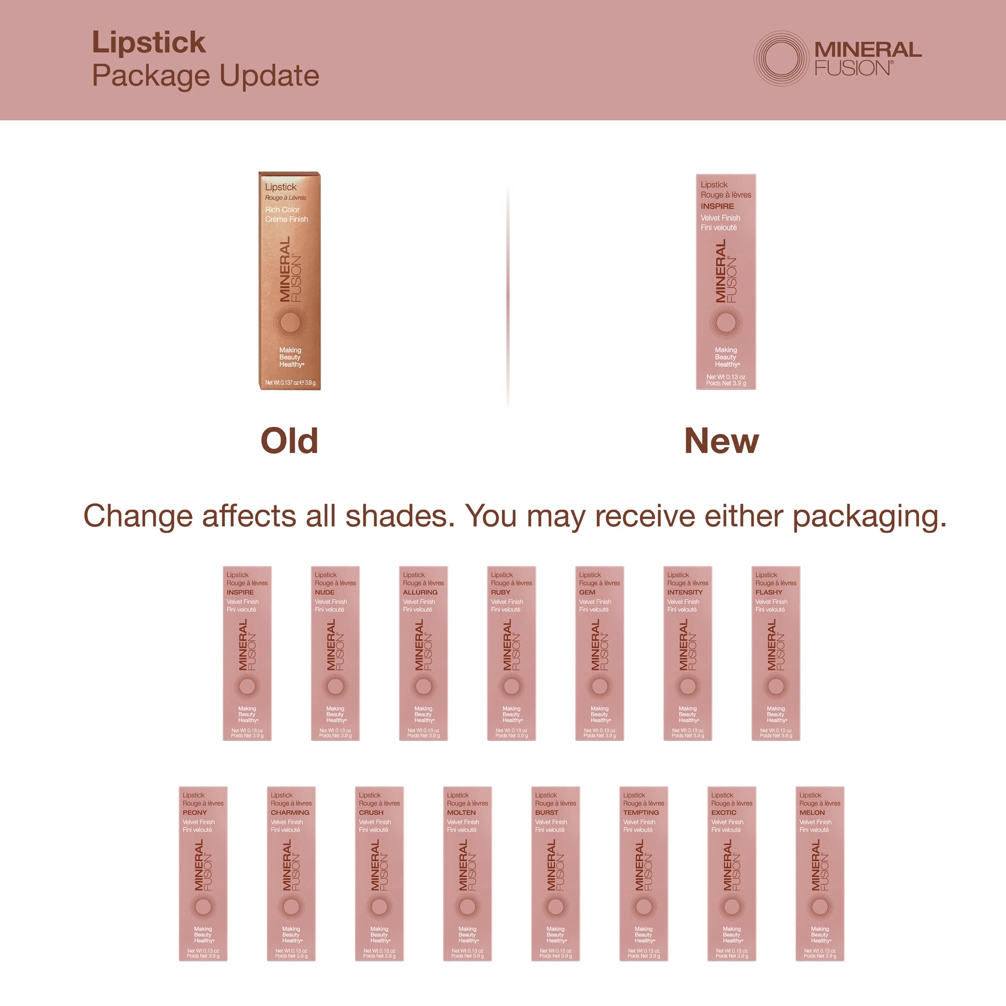 Labial Mineral Fusion Alluring, sin parabenos ni talco para una fórmula suave y respetuosa.