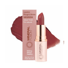Labial Mineral Fusion Negroni: aplicación cremosa con color satinado de larga duración