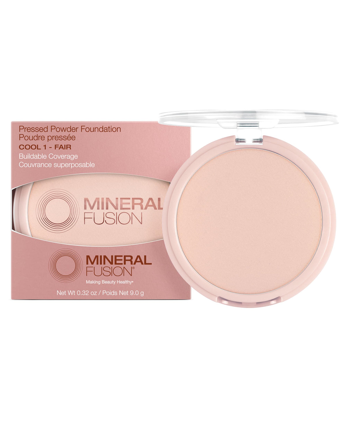 Mineral Fusion: primer plano del polvo compacto mate para un acabado suave y natural.