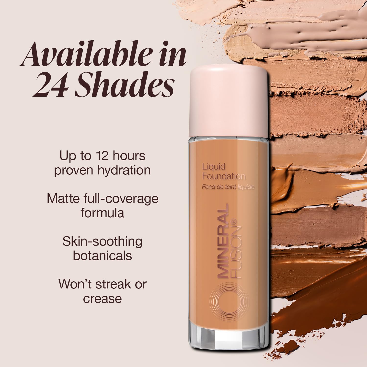 Textura líquida ligera de Mineral Fusion en primer plano para piel suave.