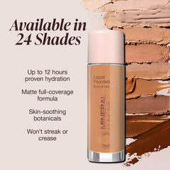 Textura líquida ligera de Mineral Fusion en primer plano para piel suave.