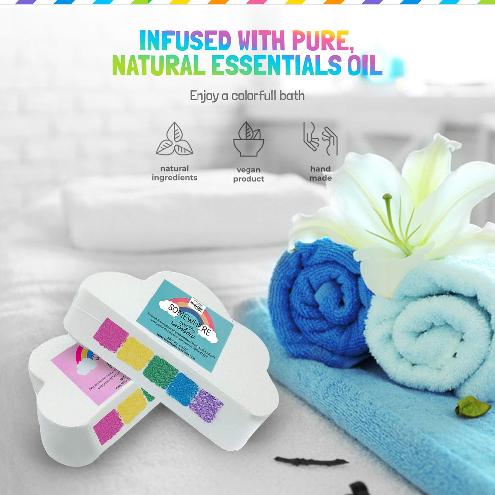 Bomba de baño Mineral Me California dentro de caja regalo, perfecto para celebrar.