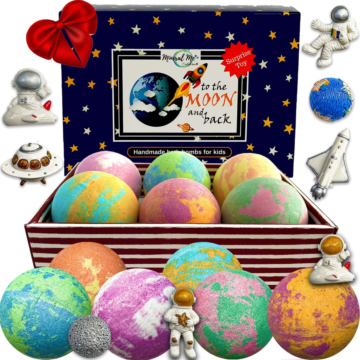 Mineral Me California Galaxy bombe bain emballage, expérience ludique et colorée.
