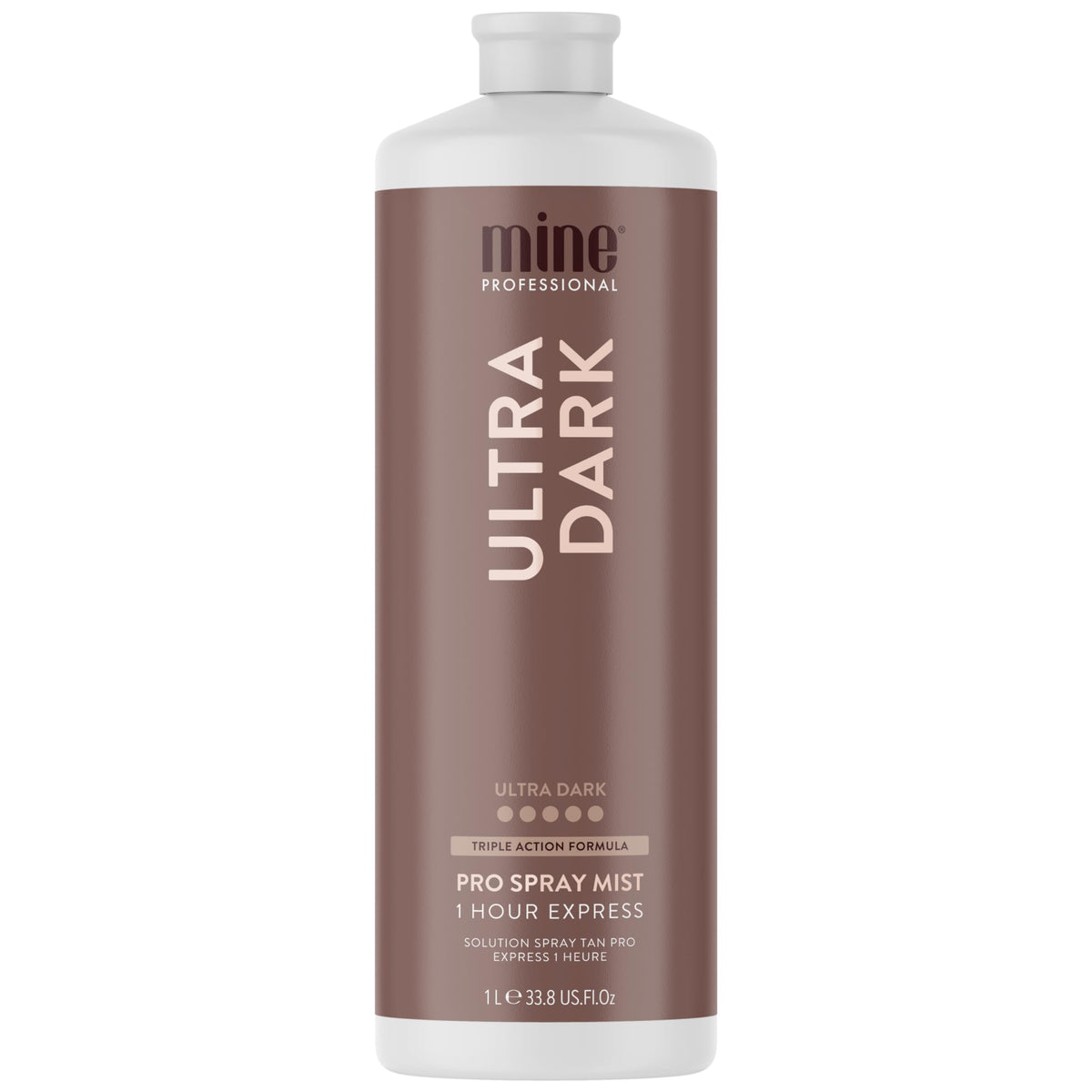 MineTan Spray Tan Ultra Oscuro en botella para bronceado profesional.