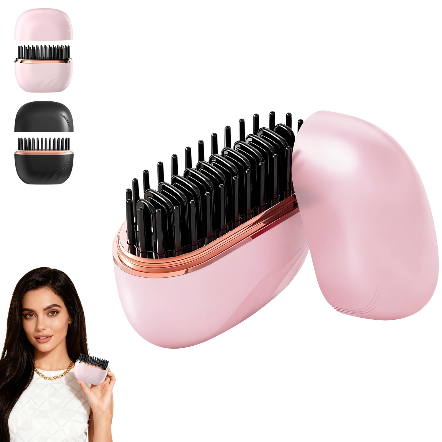 Mini alisador de pelo rosa, calor rápido en 30 segundos para arreglos matutinos.