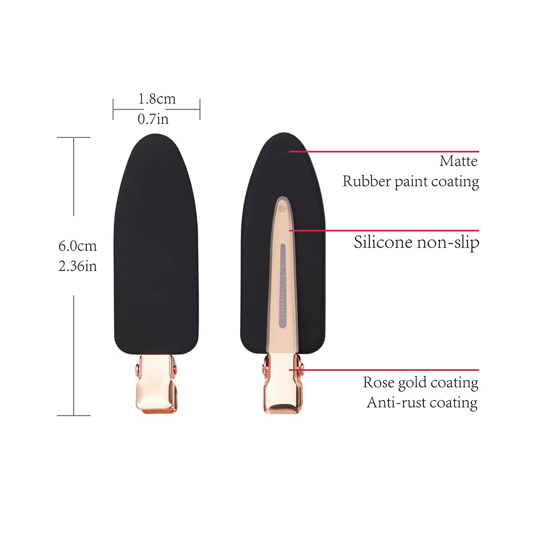 Clip minihope anti deslizante con silicona, fijación estable para peinados sin traspiés.