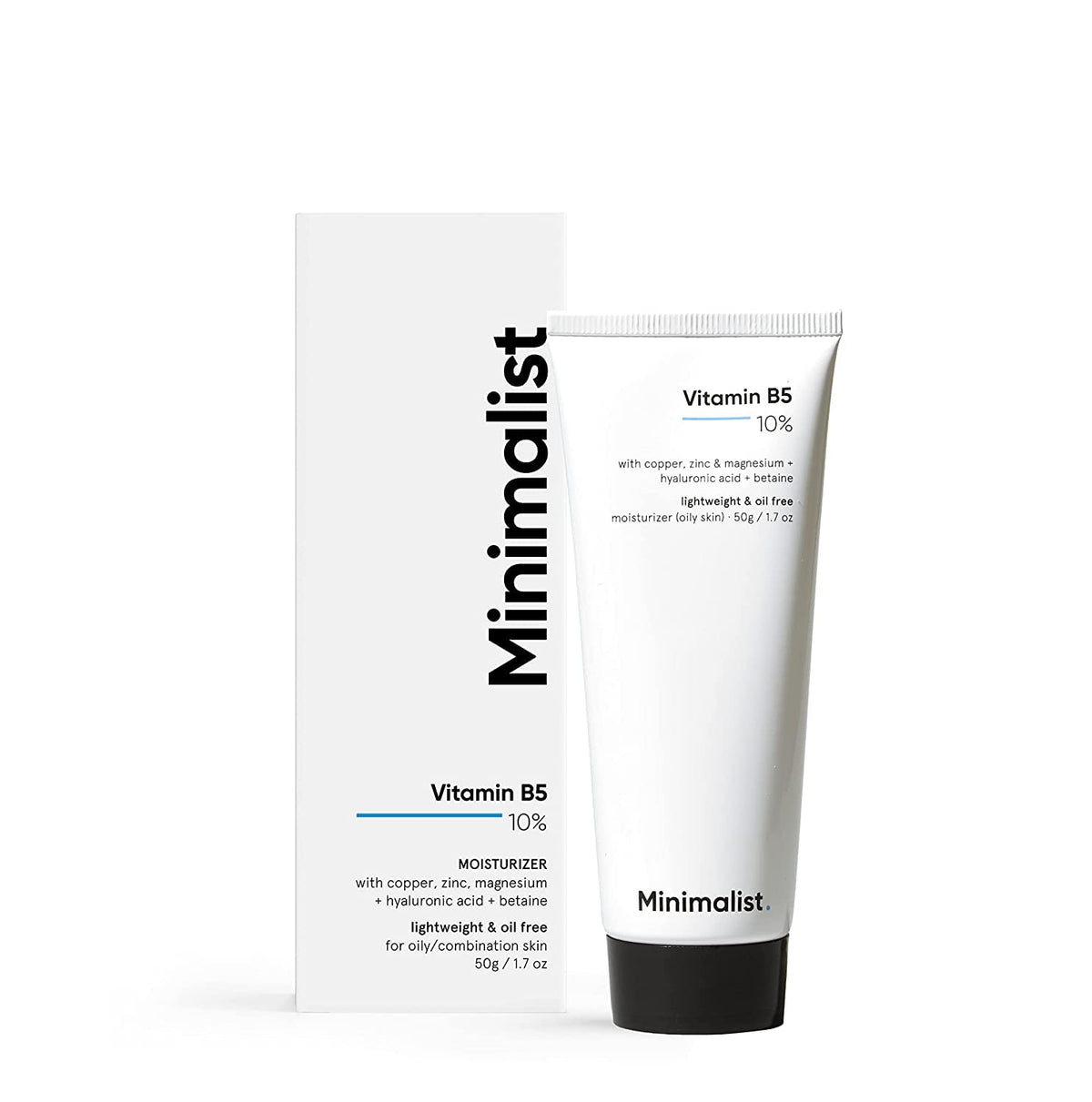 Minimalist 10% Vitamina B5 en botella 50 g, hidratante ligero para piel grasa.