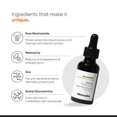 Minimalist niacinamida serum etiqueta clara destaca ingredientes y uso recomendado.